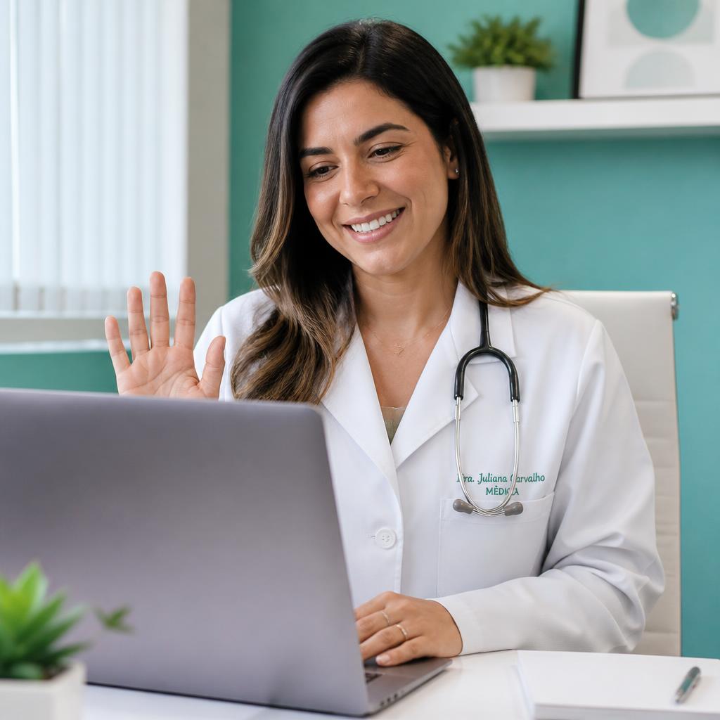 Médico em consulta por vídeo